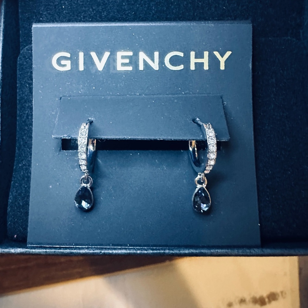 Givenchy Black and Silver Teardrop Earrings
